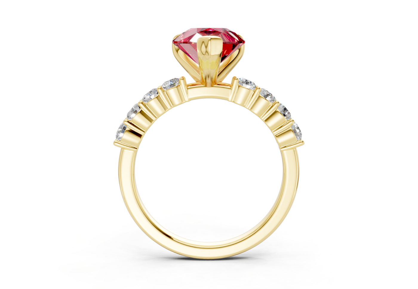 Arabella Ruby Gemstone Accent Pear Cut 2mm Engagement Ring