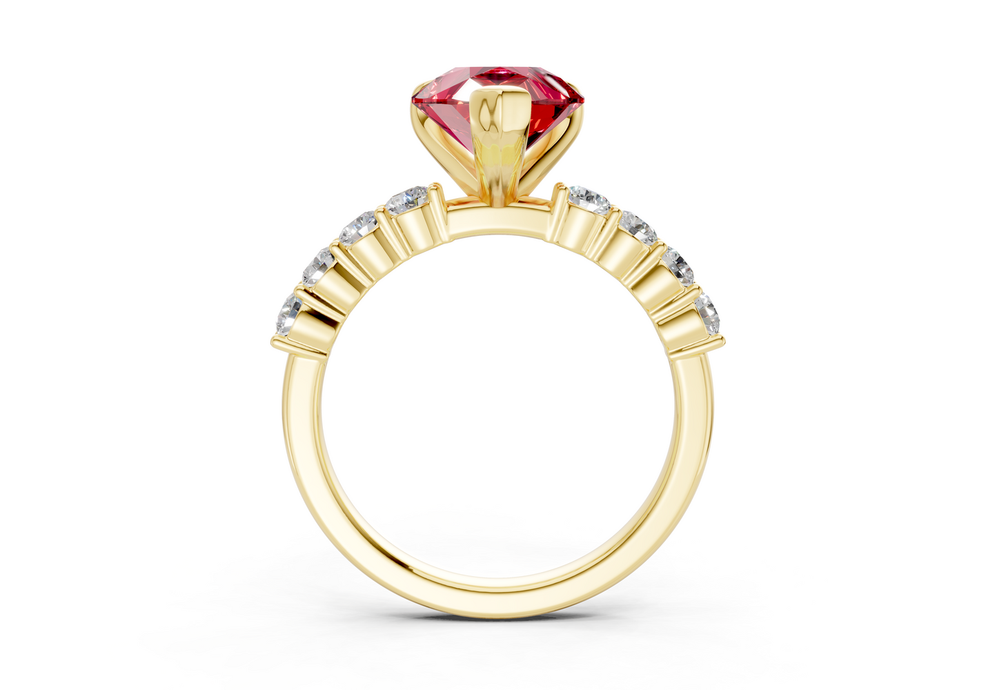 Arabella Ruby Gemstone Accent Pear Cut 2mm Engagement Ring