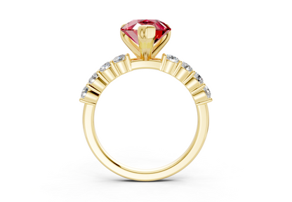 Arabella Ruby Gemstone Accent Pear Cut 2mm Engagement Ring