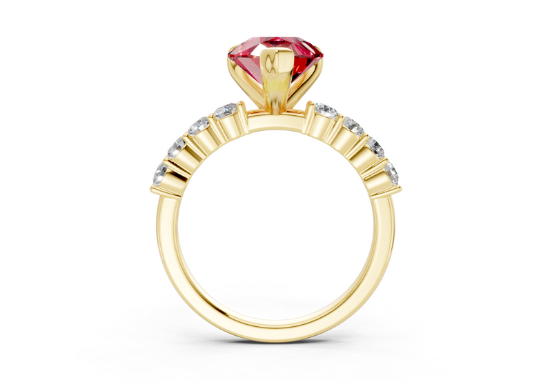 Arabella Ruby Gemstone Accent Pear Cut 2mm Engagement Ring
