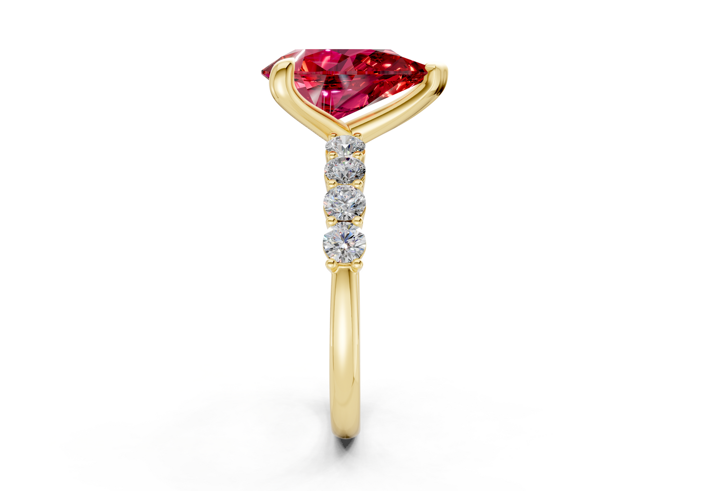Arabella Ruby Gemstone Accent Pear Cut 2mm Engagement Ring