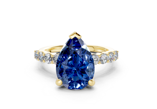 Arabella Sapphire Gemstone Accent Pear Cut 2mm Engagement Ring