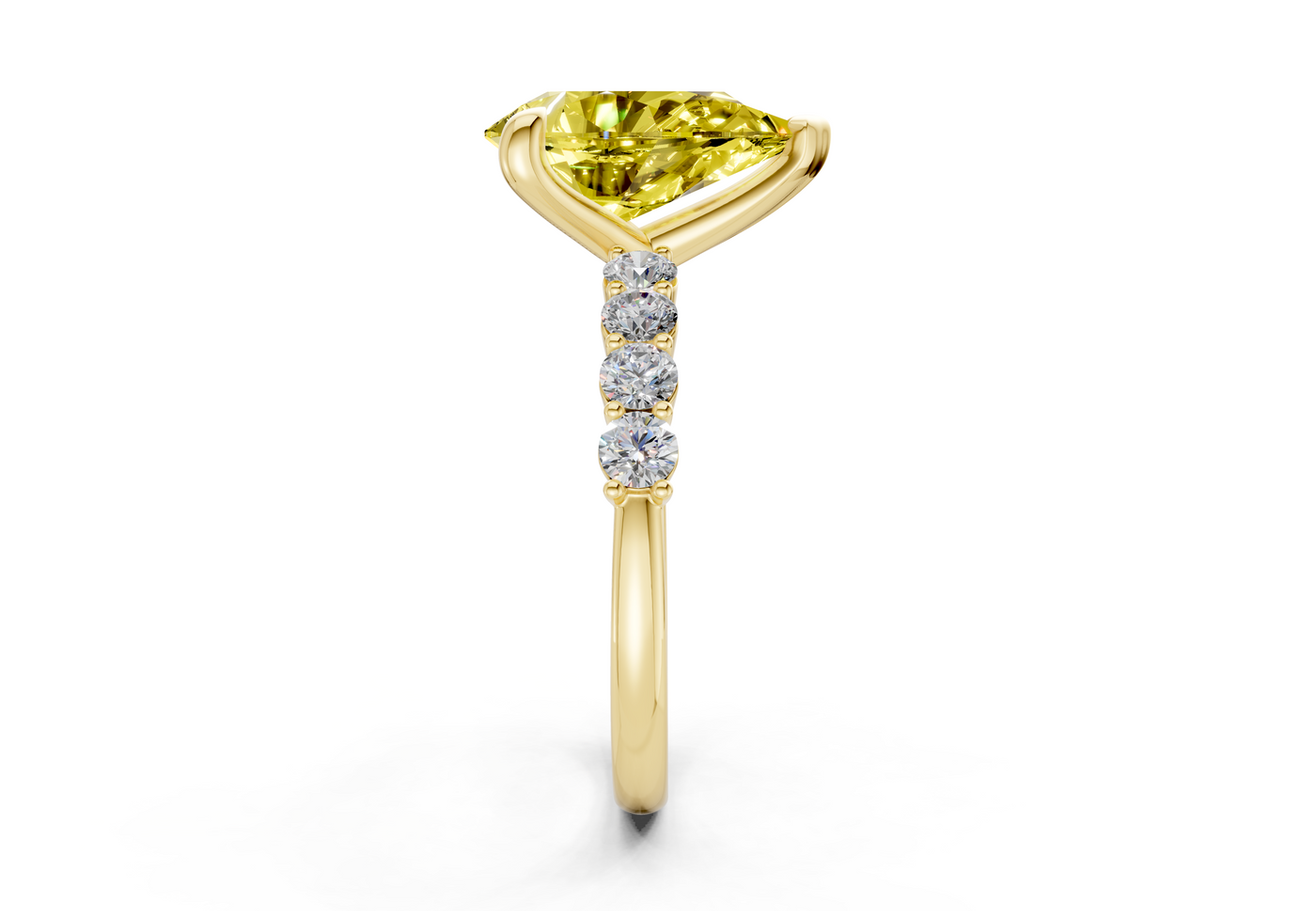 Arabella Yellow Diamond Accent Pear Cut 2mm Engagement Ring