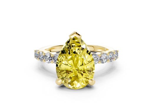 Arabella Yellow Diamond Accent Pear Cut 2mm Engagement Ring