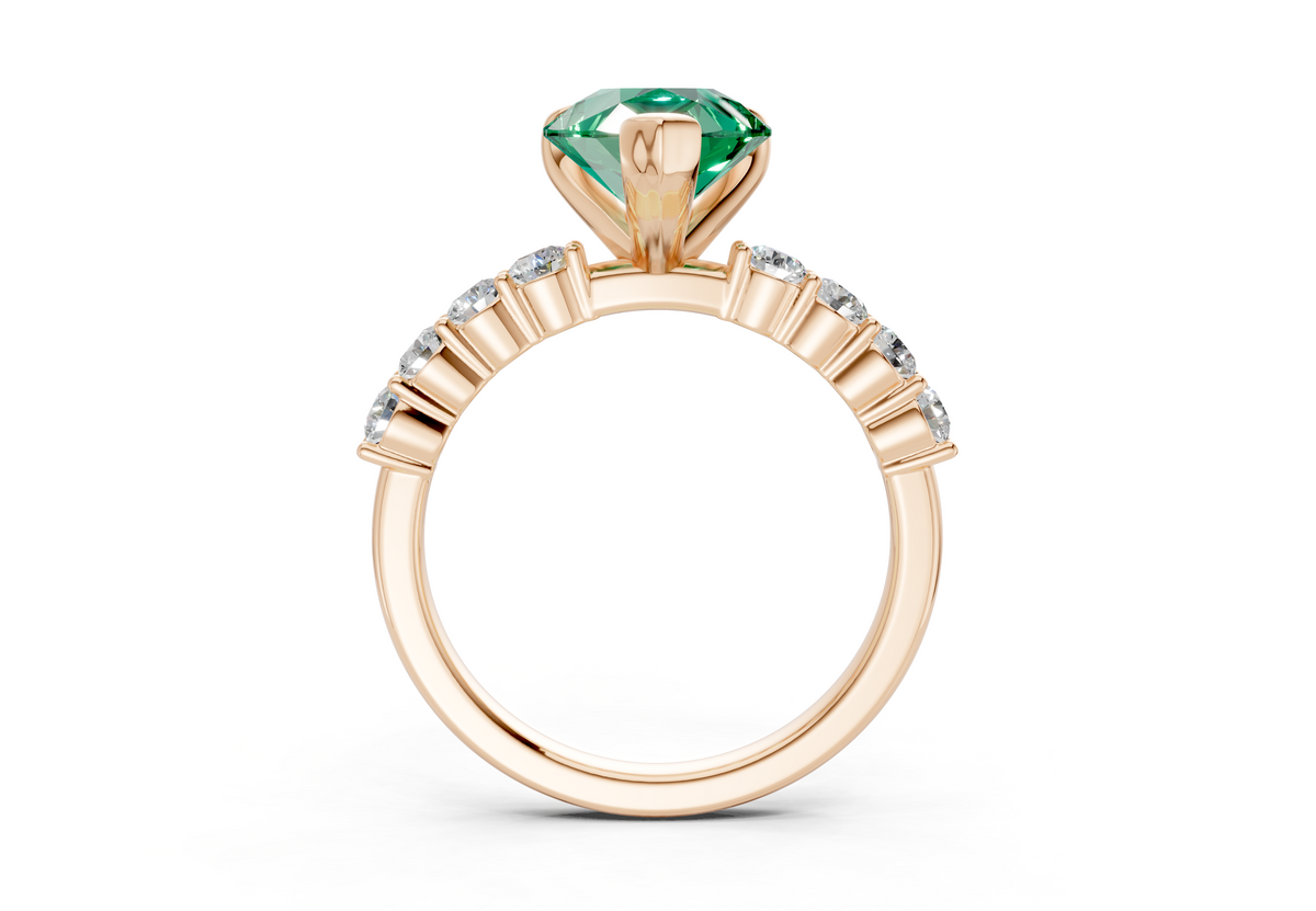 Arabella Emerald Gemstone Accent Pear Cut 2mm Engagement Ring