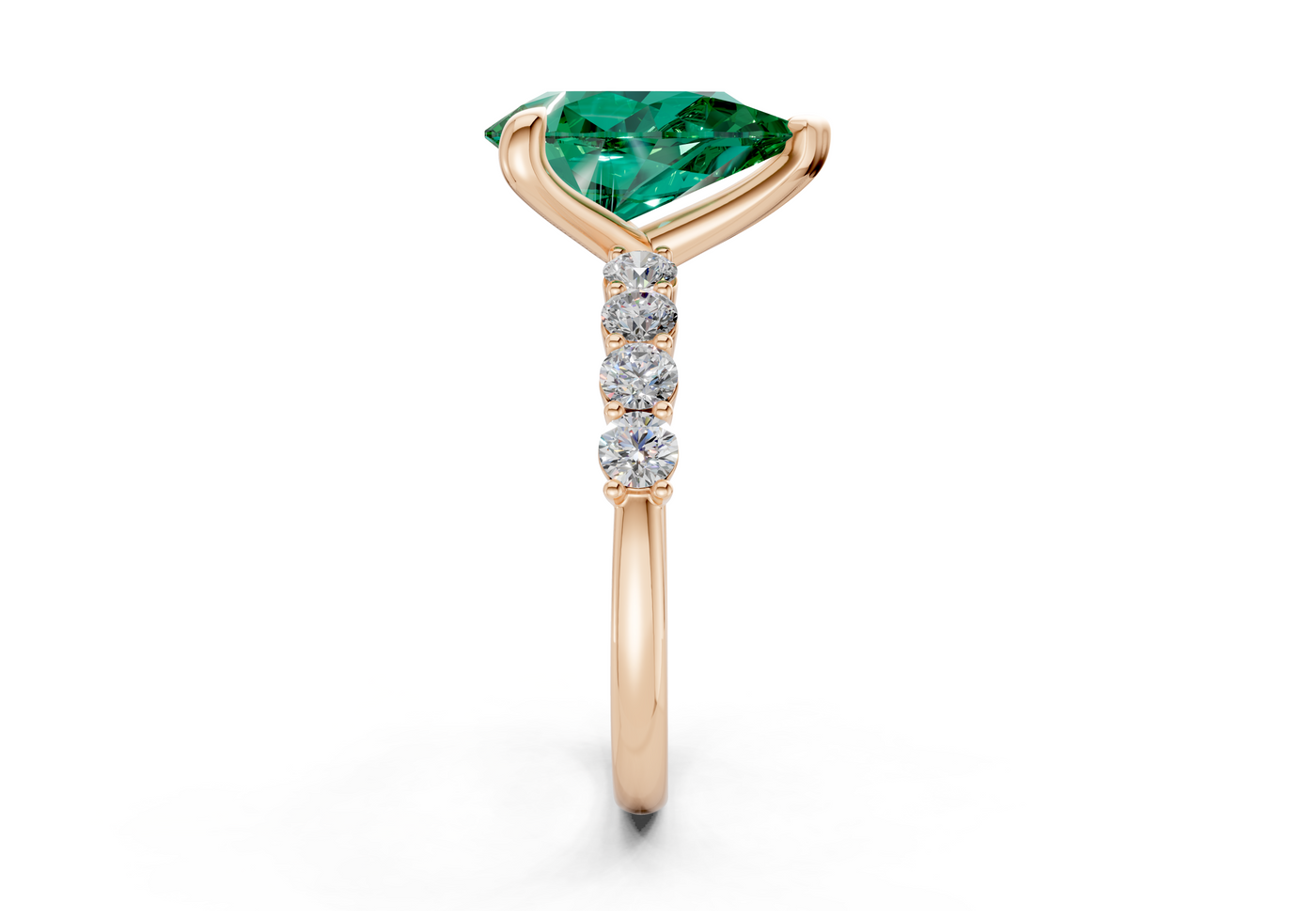 Arabella Emerald Gemstone Accent Pear Cut 2mm Engagement Ring