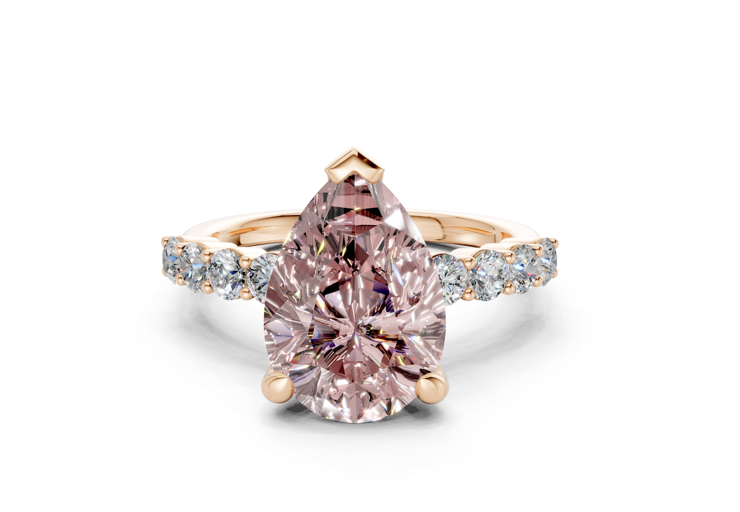 Arabella Pink Diamond Accent Pear Cut 2mm Engagement Ring
