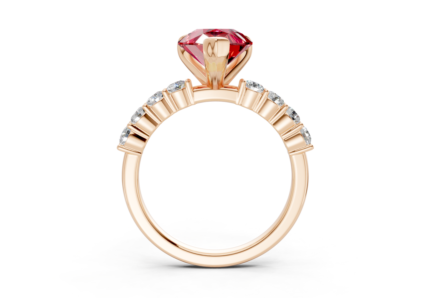 Arabella Ruby Gemstone Accent Pear Cut 2mm Engagement Ring