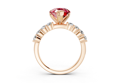 Arabella Ruby Gemstone Accent Pear Cut 2mm Engagement Ring