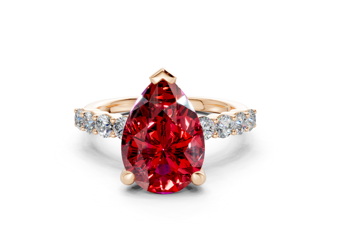 Arabella Ruby Gemstone Accent Pear Cut 2mm Engagement Ring