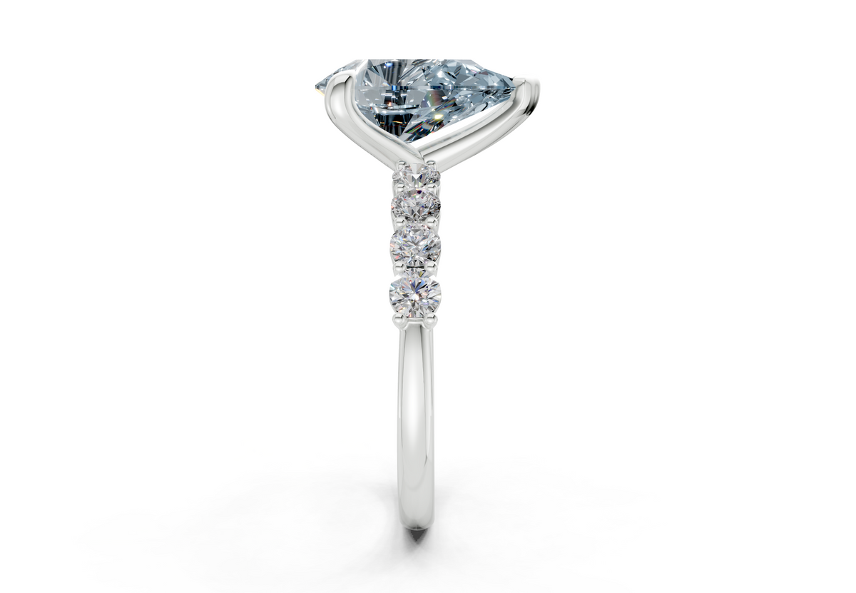 Arabella Blue Diamond Accent Pear Cut 2mm Engagement Ring