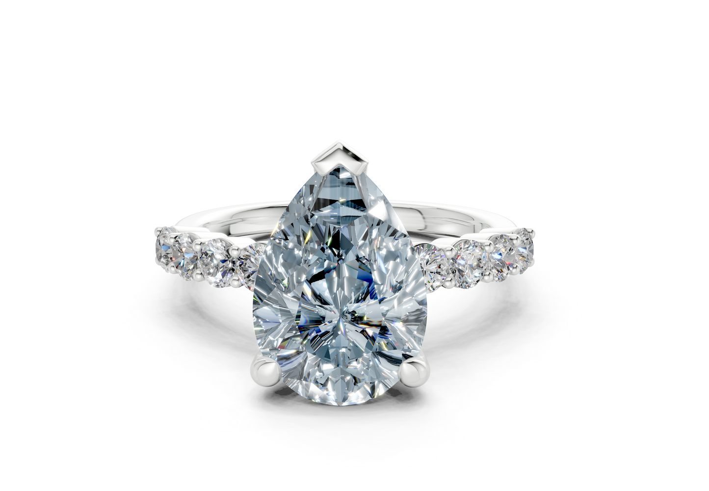 Arabella Blue Diamond Accent Pear Cut 2mm Engagement Ring