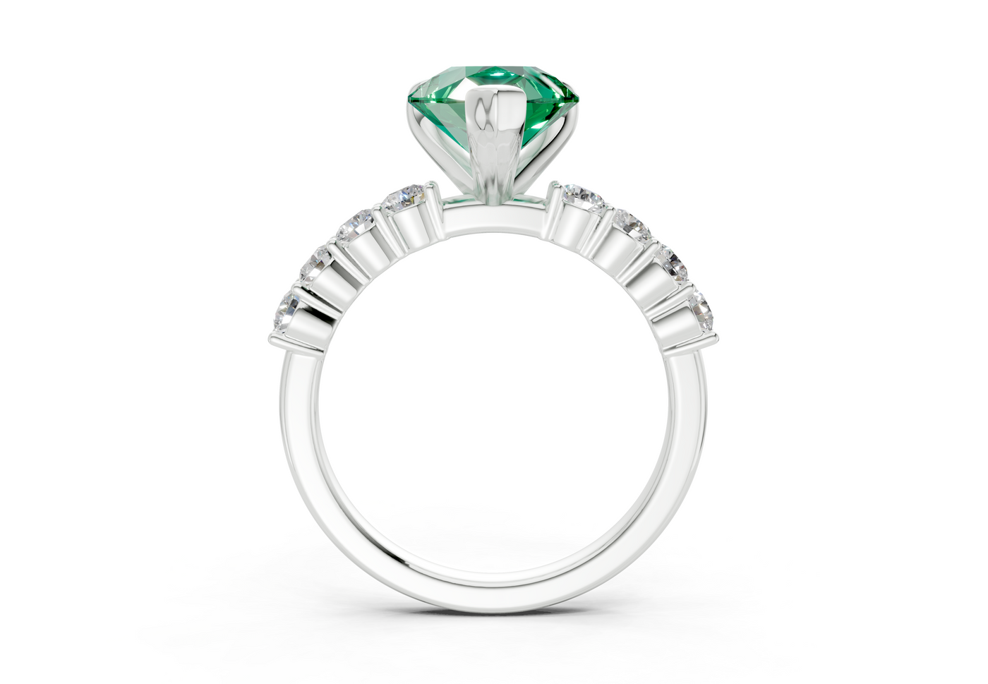 Arabella Emerald Gemstone Accent Pear Cut 2mm Engagement Ring