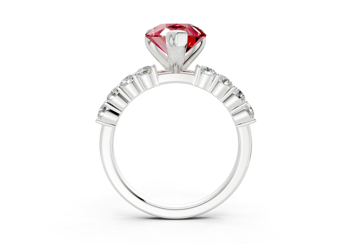 Arabella Ruby Gemstone Accent Pear Cut 2mm Engagement Ring