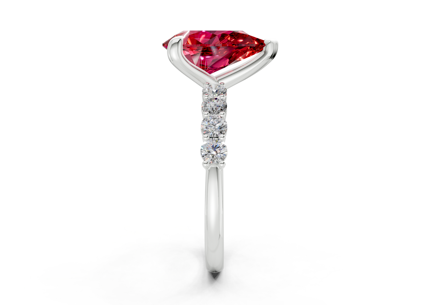Arabella Ruby Gemstone Accent Pear Cut 2mm Engagement Ring