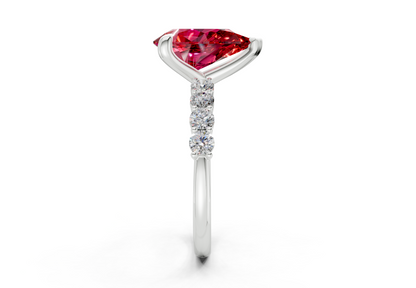 Arabella Ruby Gemstone Accent Pear Cut 2mm Engagement Ring