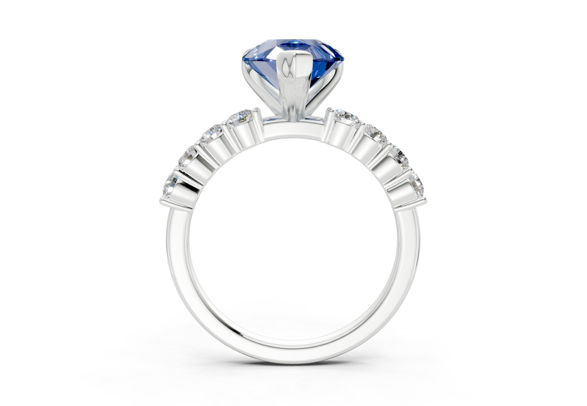 Arabella Sapphire Gemstone Accent Pear Cut 2mm Engagement Ring