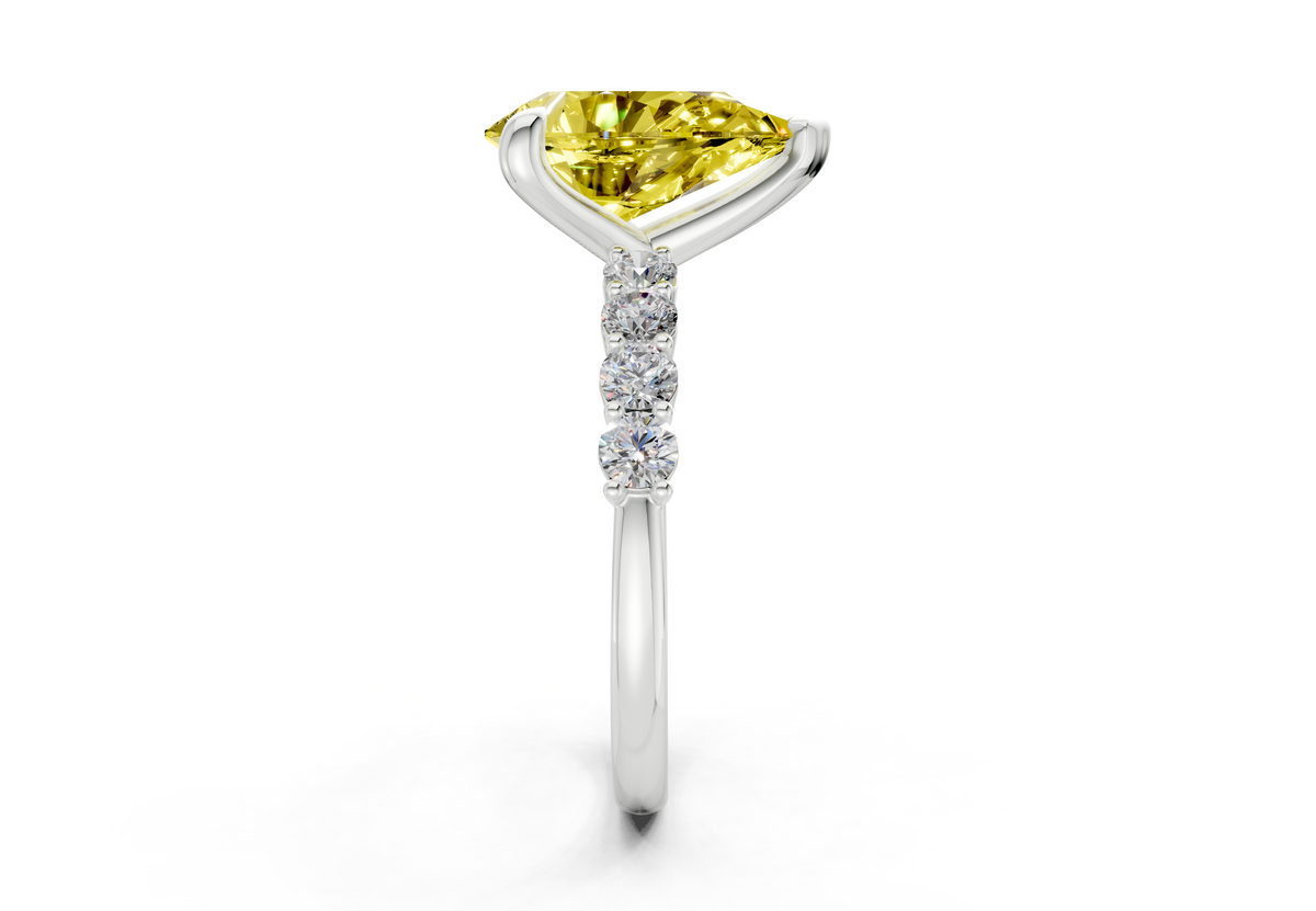 Arabella Yellow Diamond Accent Pear Cut 2mm Engagement Ring