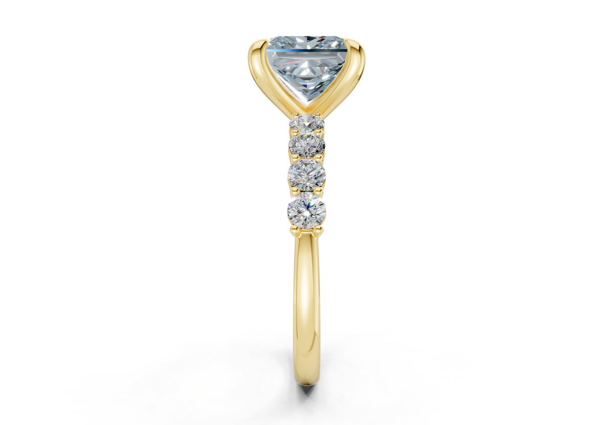 Arabella Blue Diamond Accent Princess Cut 2mm Engagement Ring