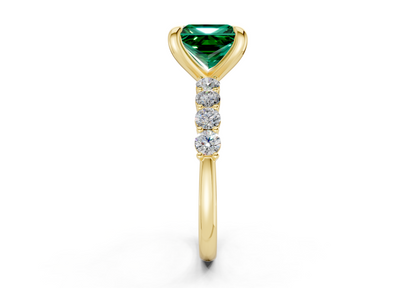 Arabella Emerald Gemstone Accent Princess Cut 2mm Engagement Ring