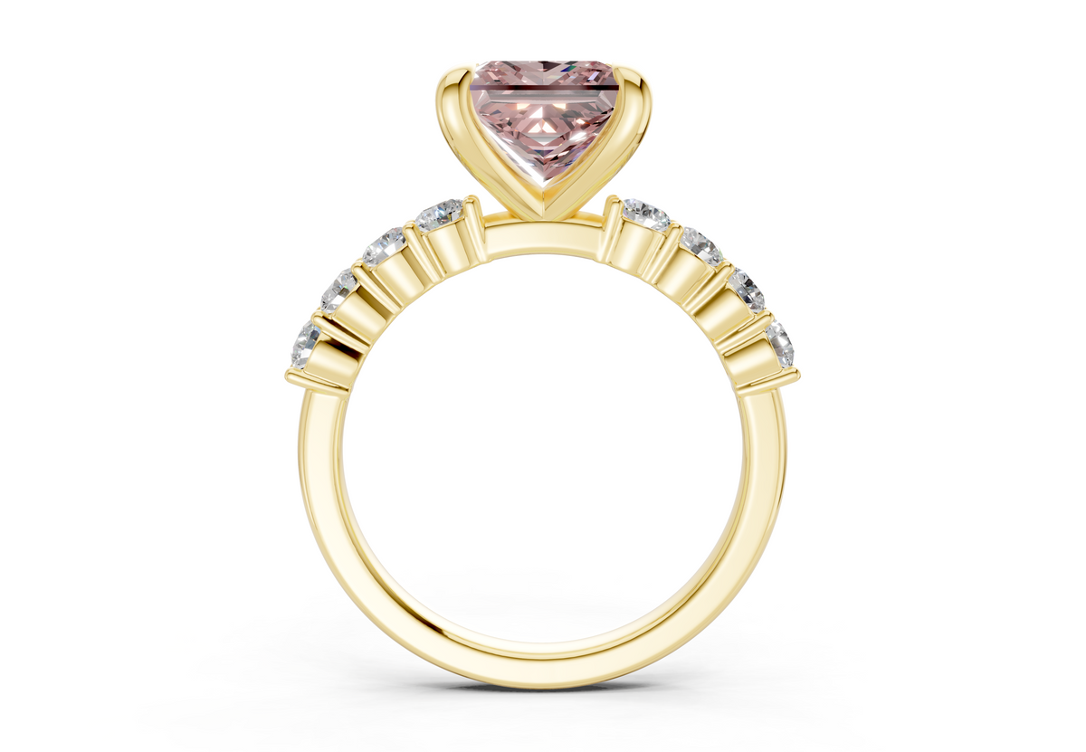 Arabella Pink Diamond Accent Princess Cut 2mm Engagement Ring