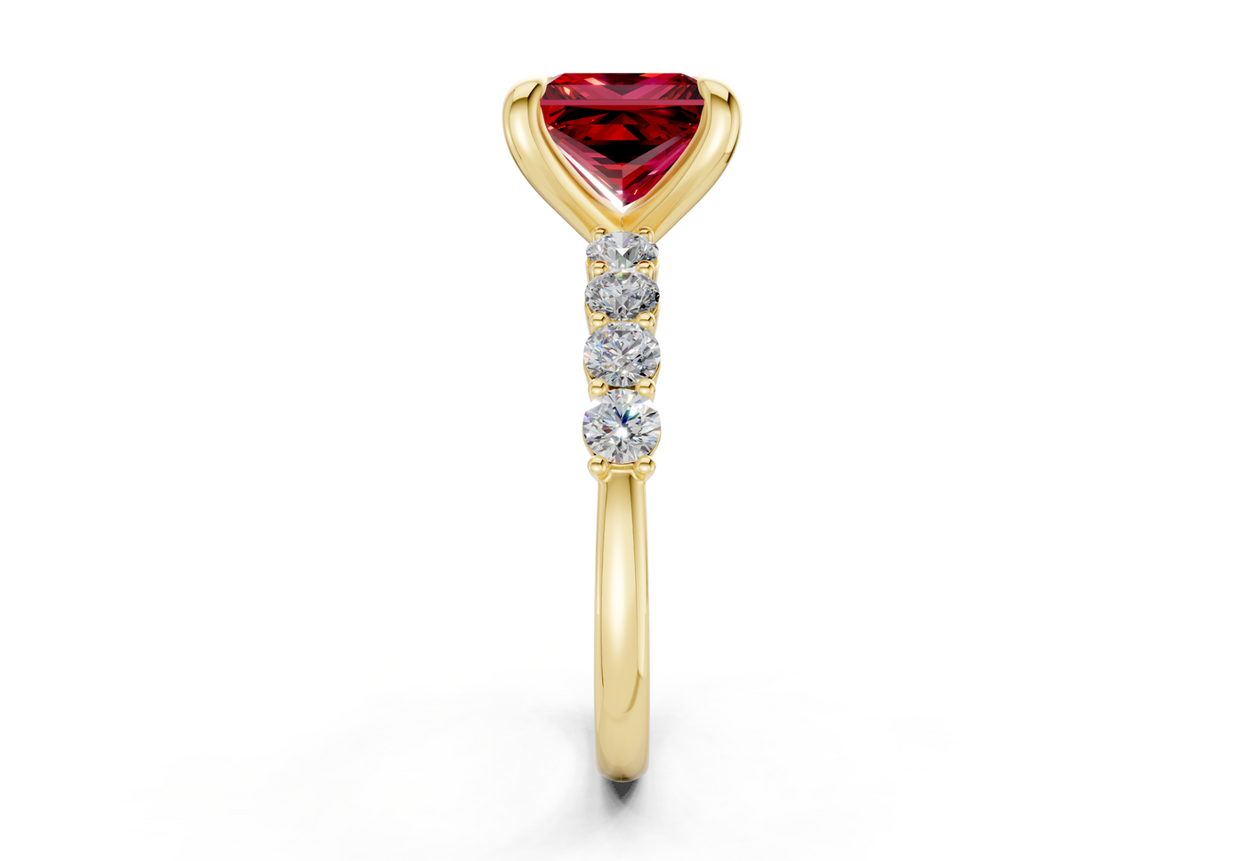 Arabella Ruby Gemstone Accent Princess Cut 2mm Engagement Ring