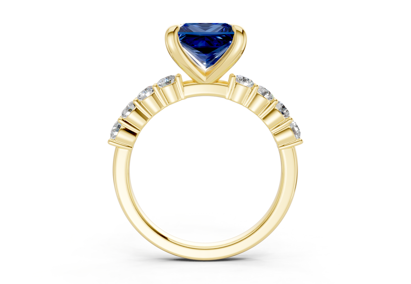 Arabella Sapphire Gemstone Accent Princess Cut 2mm Engagement Ring