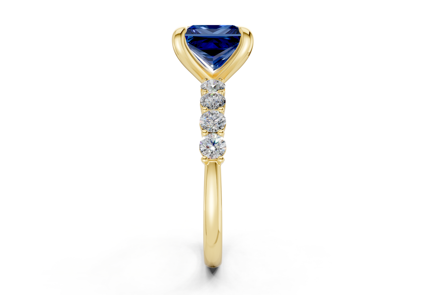 Arabella Sapphire Gemstone Accent Princess Cut 2mm Engagement Ring