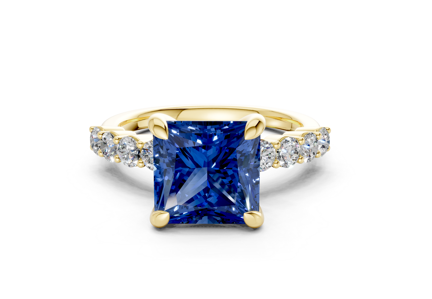 Arabella Sapphire Gemstone Accent Princess Cut 2mm Engagement Ring
