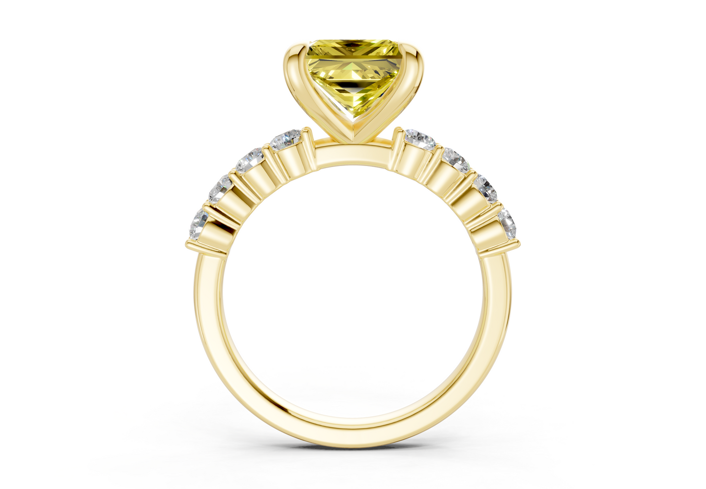 Arabella Yellow Diamond Accent Princess Cut 2mm Engagement Ring