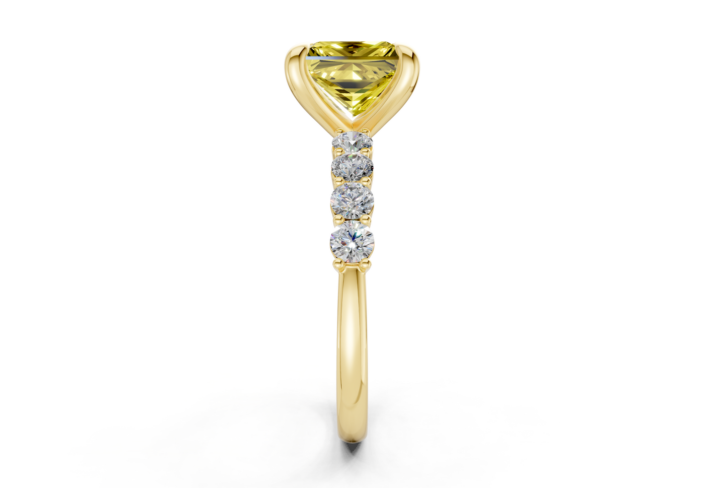 Arabella Yellow Diamond Accent Princess Cut 2mm Engagement Ring