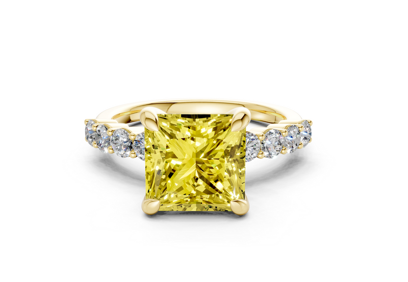 Arabella Yellow Diamond Accent Princess Cut 2mm Engagement Ring