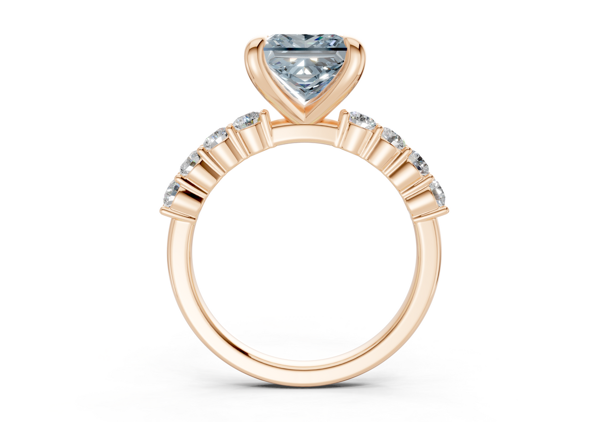 Arabella Blue Diamond Accent Princess Cut 2mm Engagement Ring
