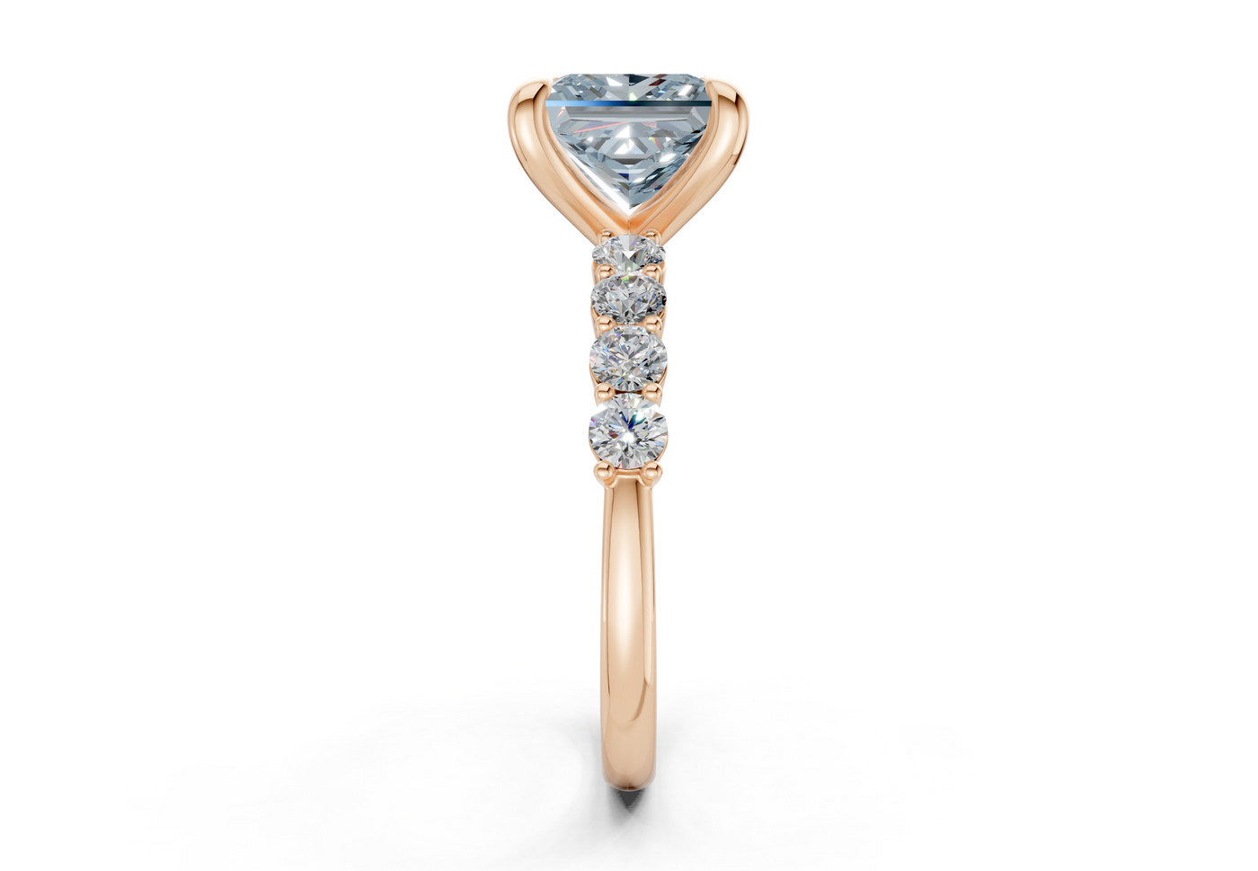 Arabella Blue Diamond Accent Princess Cut 2mm Engagement Ring