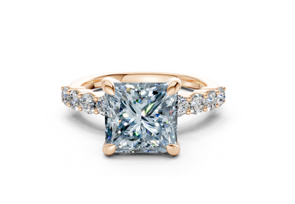 Arabella Blue Diamond Accent Princess Cut 2mm Engagement Ring
