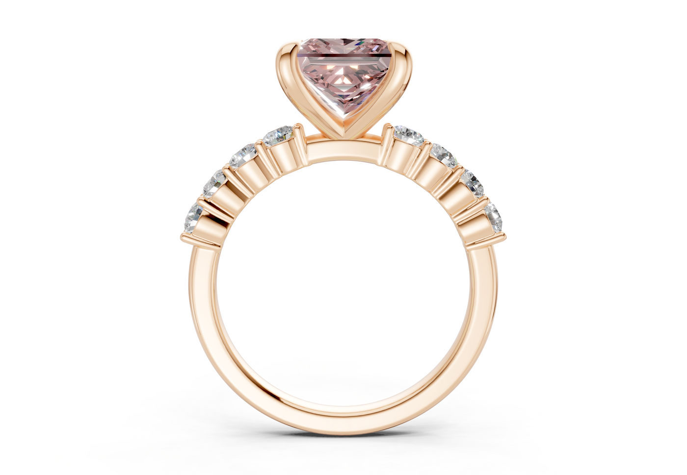 Arabella Pink Diamond Accent Princess Cut 2mm Engagement Ring