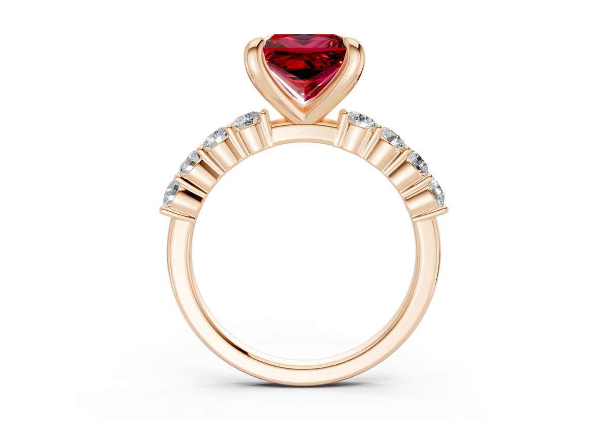 Arabella Ruby Gemstone Accent Princess Cut 2mm Engagement Ring