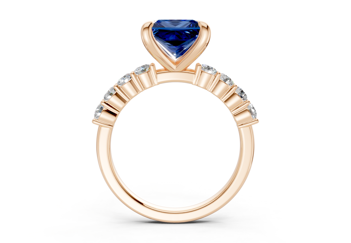 Arabella Sapphire Gemstone Accent Princess Cut 2mm Engagement Ring