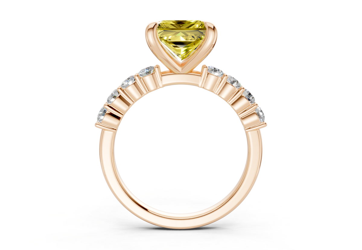 Arabella Yellow Diamond Accent Princess Cut 2mm Engagement Ring
