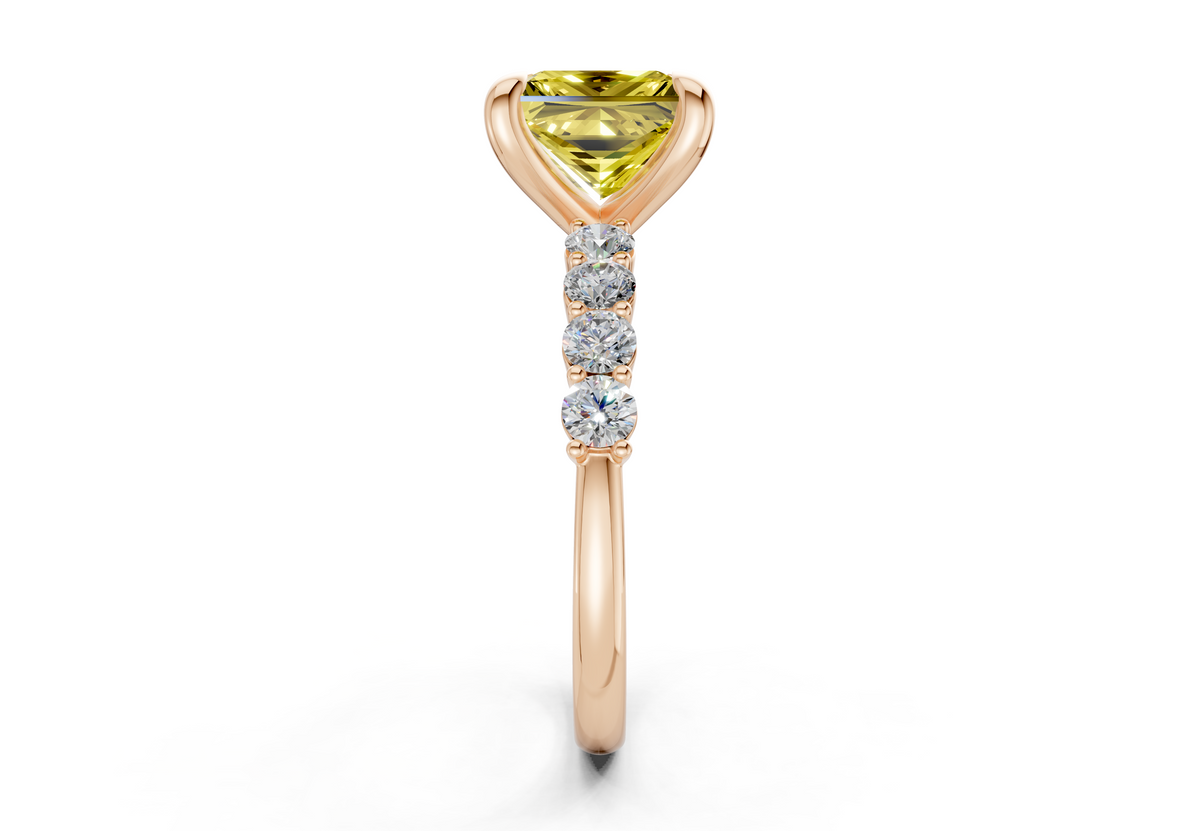 Arabella Yellow Diamond Accent Princess Cut 2mm Engagement Ring