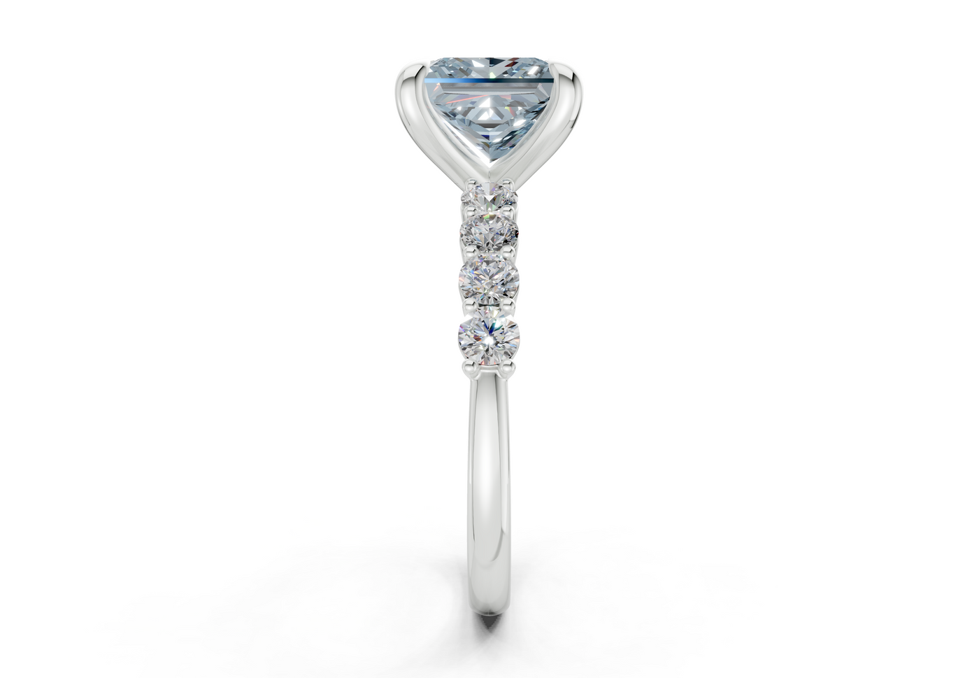 Arabella Blue Diamond Accent Princess Cut 2mm Engagement Ring