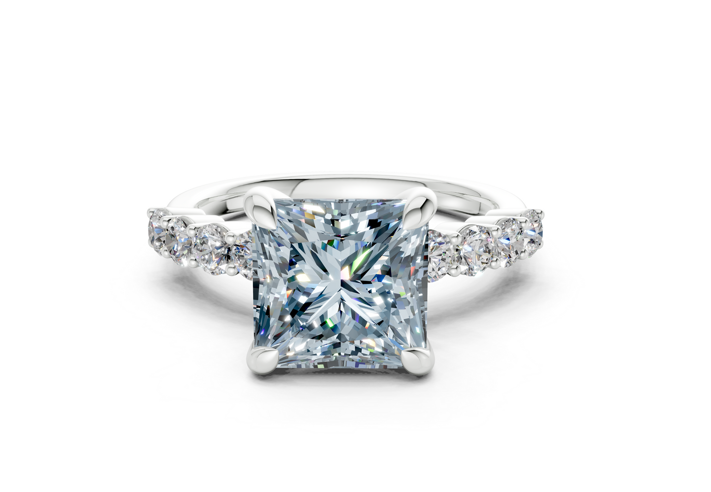 Arabella Blue Diamond Accent Princess Cut 2mm Engagement Ring