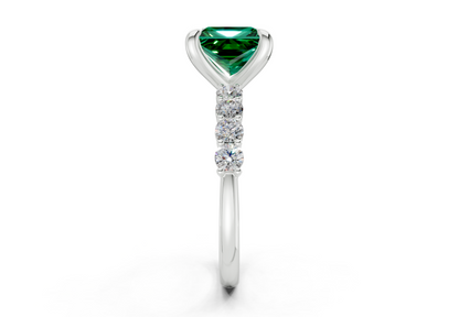 Arabella Emerald Gemstone Accent Princess Cut 2mm Engagement Ring