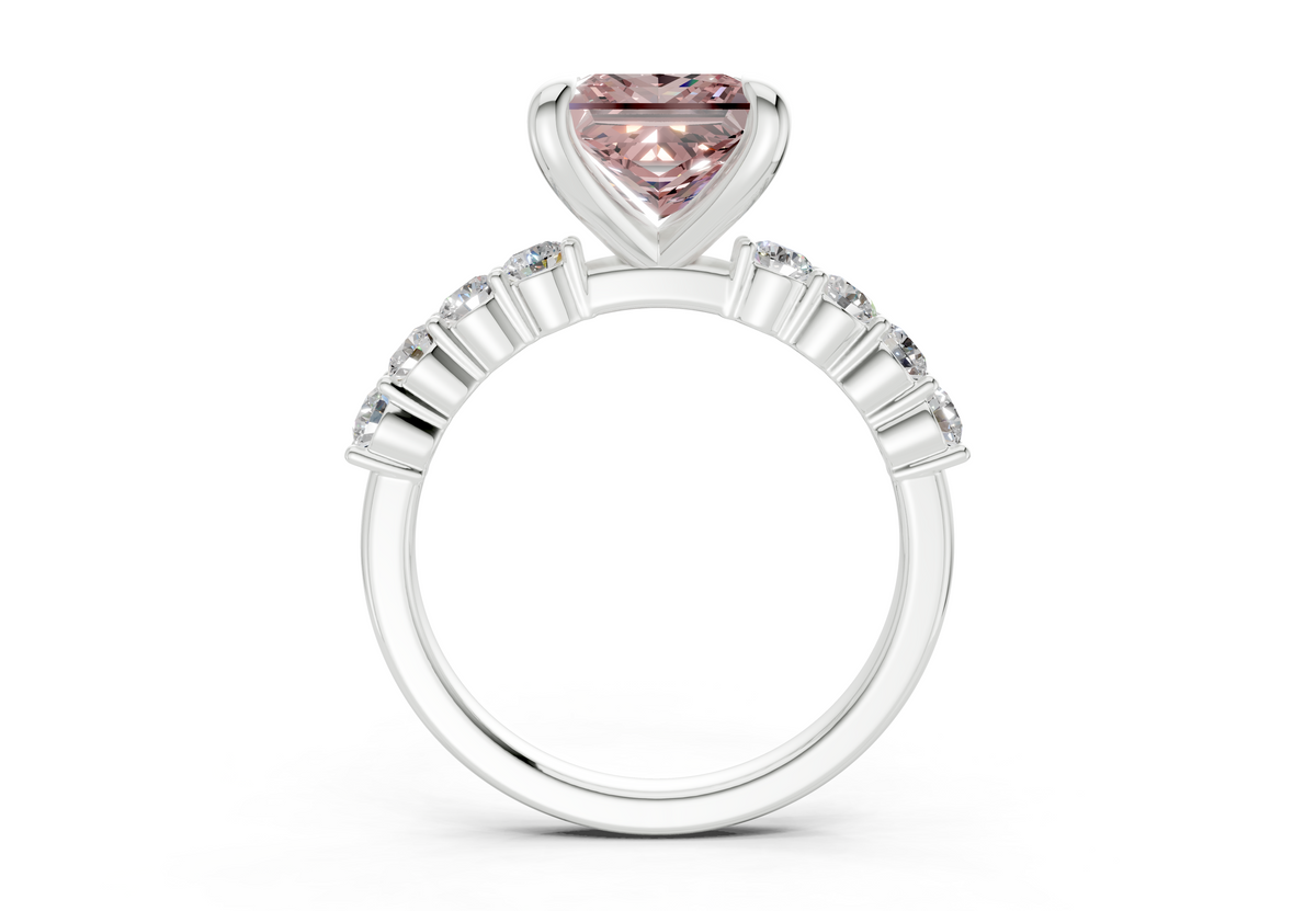 Arabella Pink Diamond Accent Princess Cut 2mm Engagement Ring