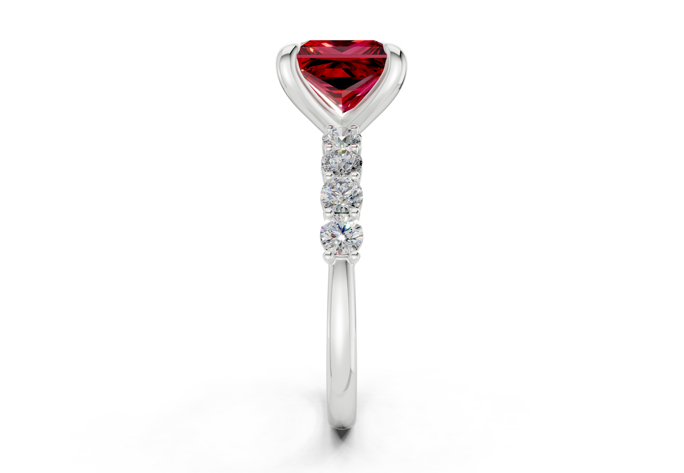 Arabella Ruby Gemstone Accent Princess Cut 2mm Engagement Ring