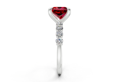 Arabella Ruby Gemstone Accent Princess Cut 2mm Engagement Ring