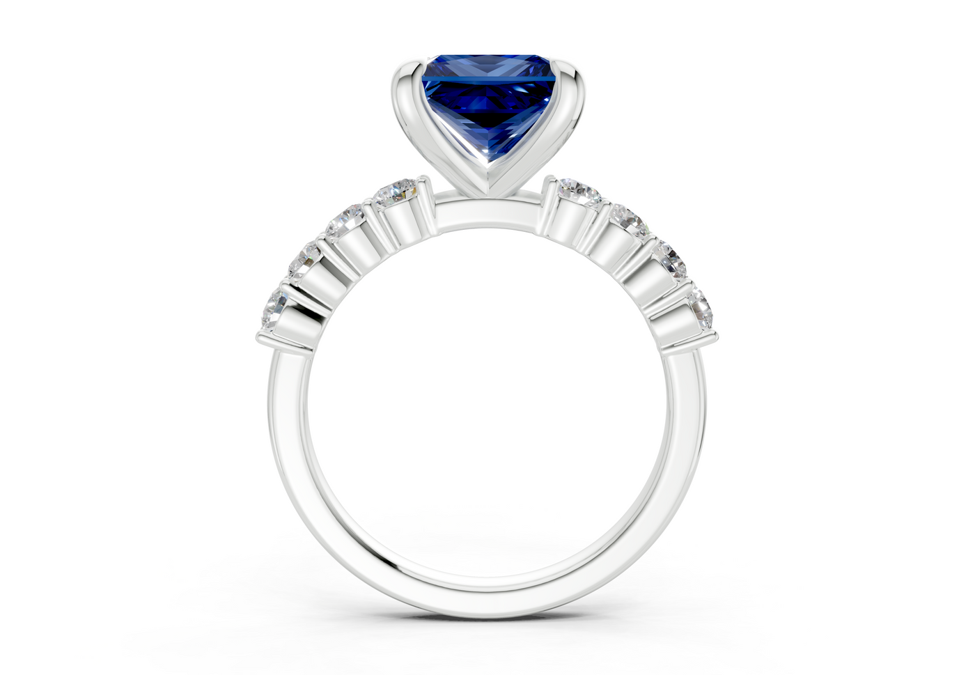 Arabella Sapphire Gemstone Accent Princess Cut 2mm Engagement Ring