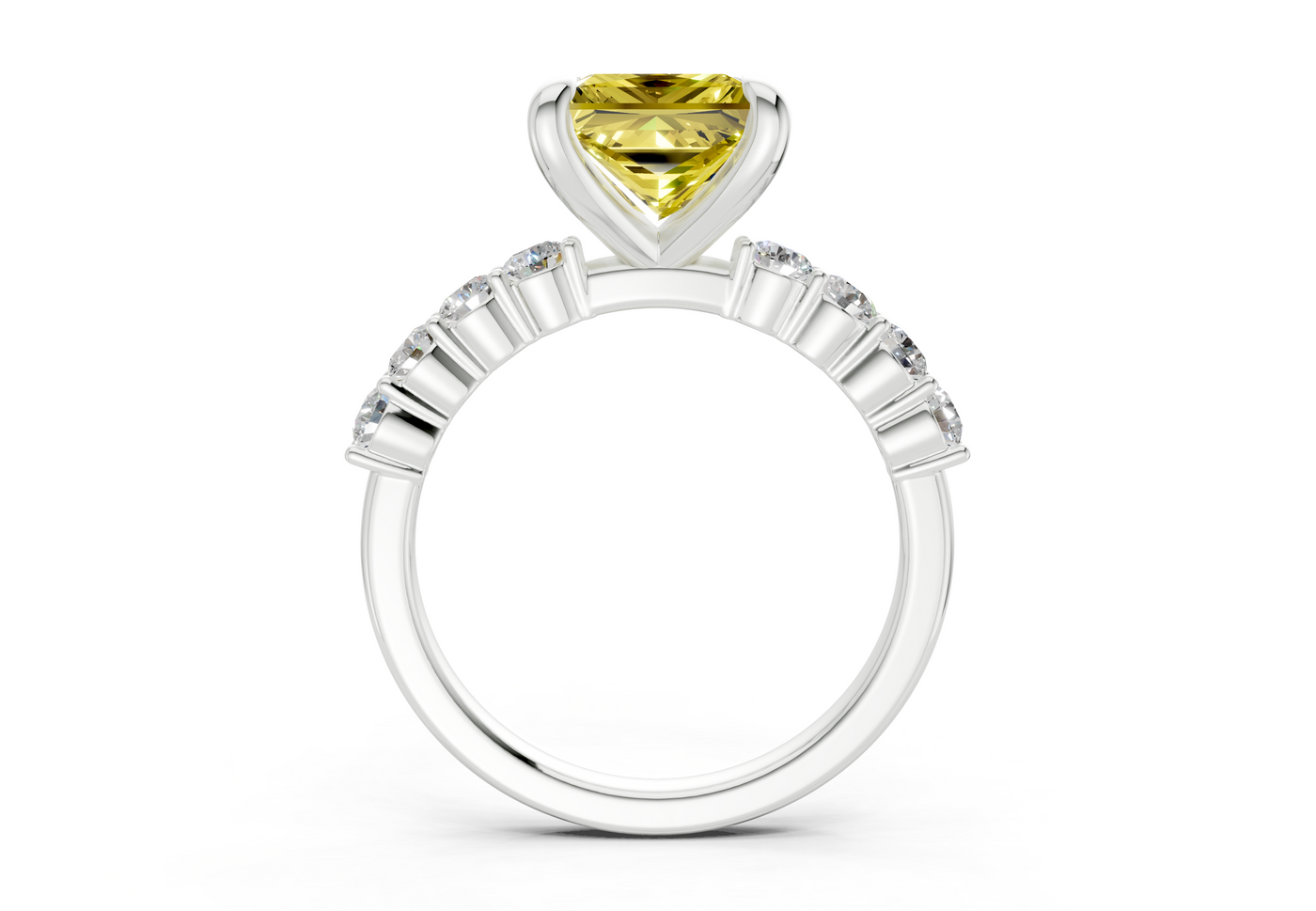 Arabella Yellow Diamond Accent Princess Cut 2mm Engagement Ring