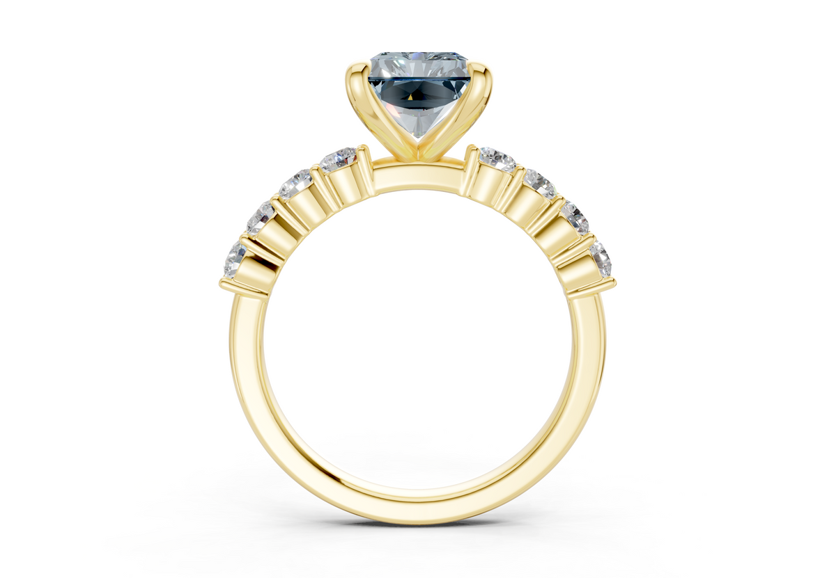 Arabella Blue Diamond Accent Radiant Cut 2mm Engagement Ring