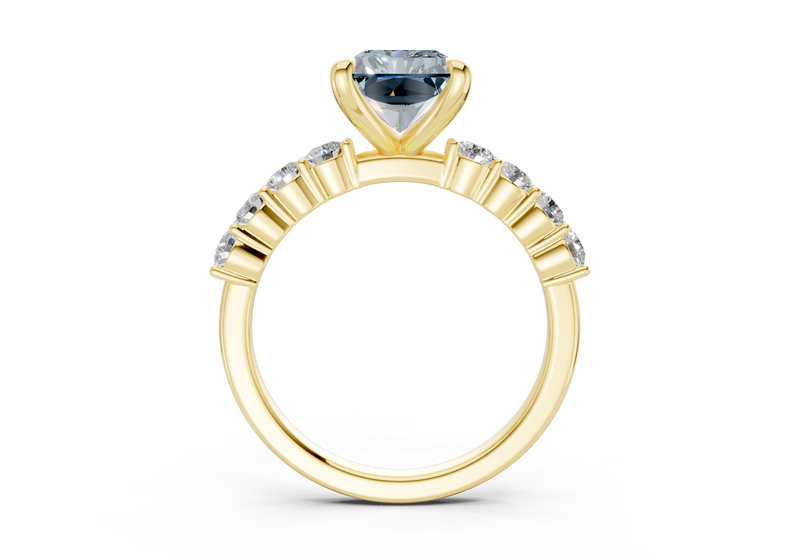 Arabella Blue Diamond Accent Radiant Cut 2mm Engagement Ring
